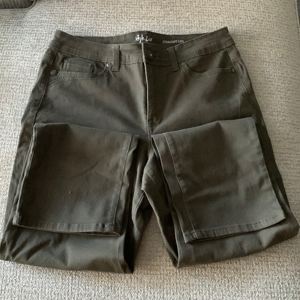 Womens olive green jeans.